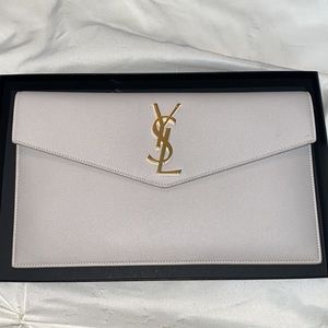 YSL White Uptown Clutch